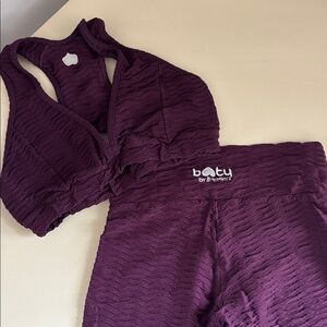 Booty By Brabants - Purple Textured Leggings and Sports Bra Set